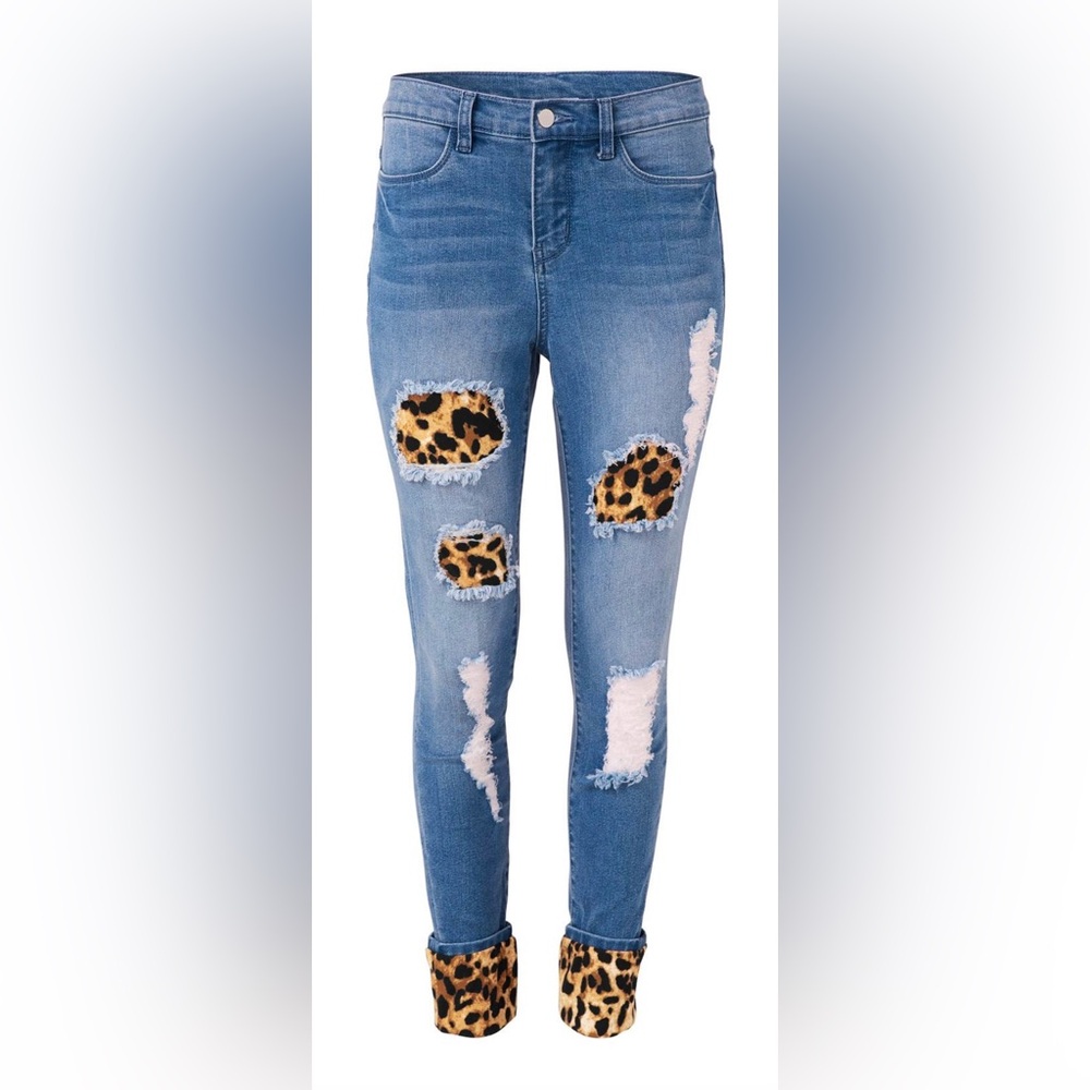 Leopard Cuffed Jeans
